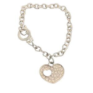 NEW Heart Love Friend Charm Toggle Silver with Crystals by Swarovski Bracelet 7.
